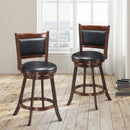 Set of 2 24" Accent Wooden Swivel Bar Stools with High Back and Upholstered Seat-24"