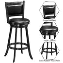 Set of 2 29" Swivel Bar Height Stool Wood Dining Chair Barstool-Black