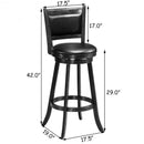 Set of 2 29" Swivel Bar Height Stool Wood Dining Chair Barstool-Black