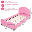 Kids Children PU Upholstered Platform Wooden Princess Bed