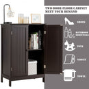 Bathroom Floor Storage Double Door Cupboard Cabinet-Brown