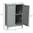 Bathroom Floor Storage Double Door Cupboard Cabinet-Gray