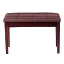 Solid Wood PU Leather Piano Double Duet Keyboard Bench-Brown