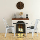 4 pcs Tolix Style Metal Dining Side Chair Stackable Wood Seat-White