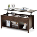 Lift Top Coffee Table with Storage Lower Shelf-Brown