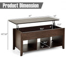 Lift Top Coffee Table with Storage Lower Shelf-Brown