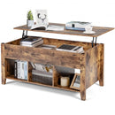 Lift Top Coffee Table with Storage Lower Shelf-Tan