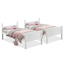 Wooden Bunk Beds Convertable 2 Individual Beds-White