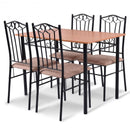 5 pcs Dining Set Wooden Table and 4 Cushioned Chairs