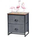 Metal Frame Nightstand Side Table Storage with 2 Drawers-Black