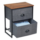 Metal Frame Nightstand Side Table Storage with 2 Drawers-Black