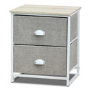 Metal Frame Nightstand Side Table Storage with 2 Drawers-Gray