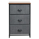 Nightstand Side Table Storage Tower Dresser Chest with 3 Drawers-Black