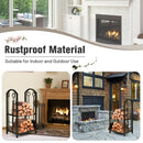 Fireplace Log Rack with 4-Piece Fireplace Tools-Bronze