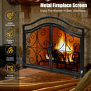 Fireplace Screen with Hinged Magnetic Two-doors Flat Guard