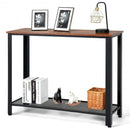 Metal Frame Wood  Console Sofa Table with Storage Shelf-Black