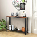 Metal Frame Wood  Console Sofa Table with Storage Shelf-Black