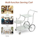 Kitchen Glass Shelves Metal Frame Serving Rolling Cart