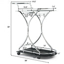 Glass Serving Rolling Bar Cart with Metal Frame