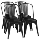 4 Pcs Modern Bar Stools with Removable Back and Rubber Feet-Black