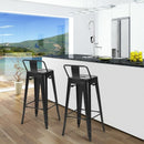 30 Inch Set of 4 Metal Counter Height Barstools with Low Back and Rubber Feet-Black