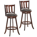Set of 2 Wood Swivel Counter Height Dining Pub Bar Stools with PVC Cushioned Seat-31"