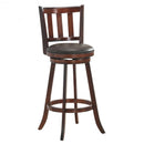 Set of 2 Wood Swivel Counter Height Dining Pub Bar Stools with PVC Cushioned Seat-31"