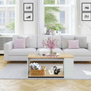 Coffee Table Sofa Side Table with Storage Shelves -Natural