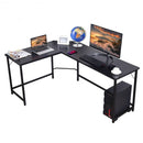 L Shaped Desk Corner Computer Desk PC Laptop Gaming Table Workstation-Black