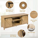 TV Stand Media Center Console Cabinet with Sliding Barn Door - Oak