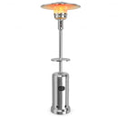 Outdoor Heater Propane Standing LP Gas Steel with Table and Wheels-Silver