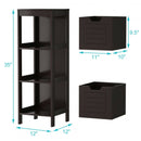 Bathroom Wooden Floor Cabinet Multifunction Storage Rack Stand Organizer-Coffee