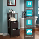 Bathroom Wooden Floor Cabinet Multifunction Storage Rack Stand Organizer-Coffee