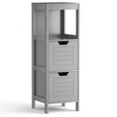 Bathroom Wooden Floor Cabinet Multifunction Storage Rack Stand Organizer-Gray