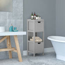Bathroom Wooden Floor Cabinet Multifunction Storage Rack Stand Organizer-Gray