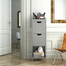 Bathroom Wooden Floor Cabinet Multifunction Storage Rack Stand Organizer-Gray