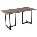 6 Person Industrial Dining Table Rectangular Kitchen Table with Metal Frame-Light Brown Desk