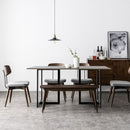 6 Person Industrial Dining Table Rectangular Kitchen Table with Metal Frame-Light Brown Desk