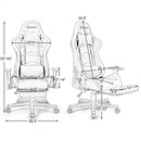 Massage LED Gaming Chair with Lumbar Support and Footrest-Blue