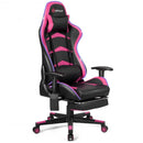 Massage LED Gaming Chair with Lumbar Support and Footrest-Pink