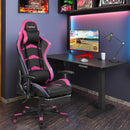 Massage LED Gaming Chair with Lumbar Support and Footrest-Pink