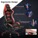 Massage LED Gaming Chair with Lumbar Support and Footrest-Red