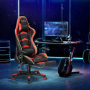 Massage LED Gaming Chair with Lumbar Support and Footrest-Red