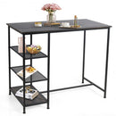 Industrial Dining Bar Pub Table with Metal Frame & Storage Shelves