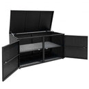 88 Gallon Garden Patio Rattan Storage Container Box-Black