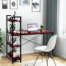 47.5" Writing Study Computer Desk with 4-Tier Shelves-Coffee