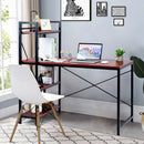 47.5" Writing Study Computer Desk with 4-Tier Shelves-Coffee