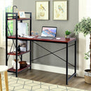 47.5" Writing Study Computer Desk with 4-Tier Shelves-Coffee