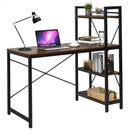 47.5" Writing Study Computer Desk with 4-Tier Shelves-Tan