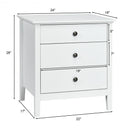Nightstand Beside End Side Table Organizer with 3 Drawers-White